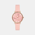 Fashion Women Quartz Pink Dial Analog Leather Watch TWEL19100