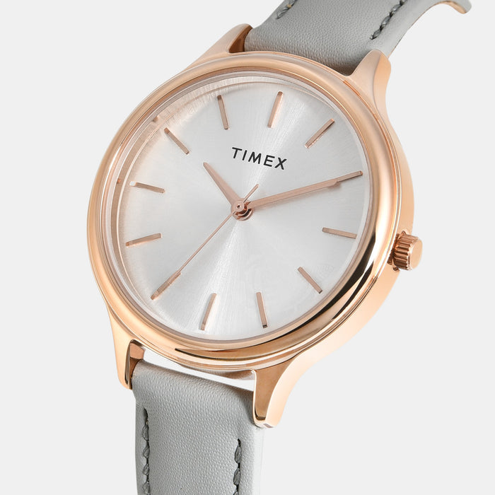 Fashion Women Quartz Silver Dial Analog Leather Watch TWTL12104