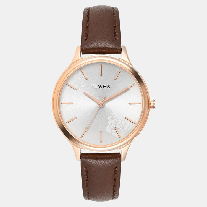 Fashion Women Quartz Silver Dial Analog Leather Watch TWTL12105
