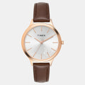 Fashion Women Quartz Silver Dial Analog Leather Watch TWTL12105