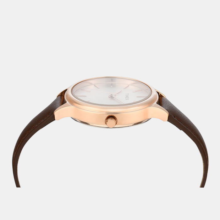 Fashion Women Quartz Silver Dial Analog Leather Watch TWTL12105
