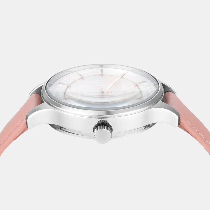 Fashion Women Quartz Silver Dial Multi-Function Leather Watch TWEL14822