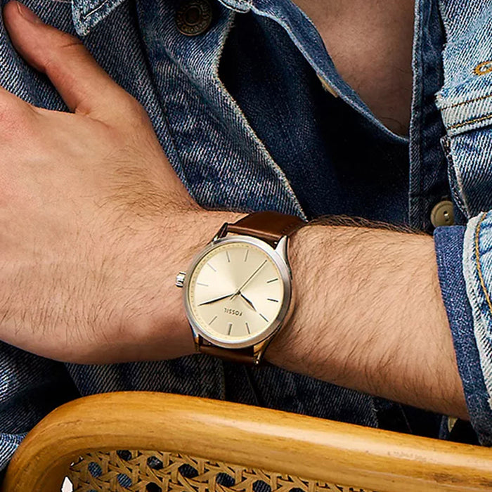 Fenmore Men Quartz Cream Dial Analog Leather Watch BQ2865