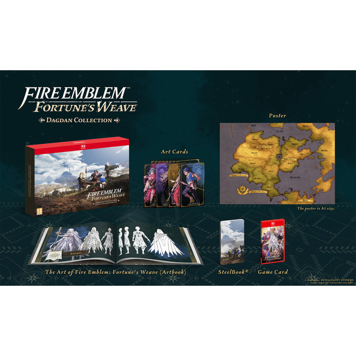 Fire Emblem Fortune's Weave Dagdan Collection für Nintendo Switch 2 - Übersicht über alle Inhalte: Artbook, SteelBook, Art Cards, Poster und Spielhülle