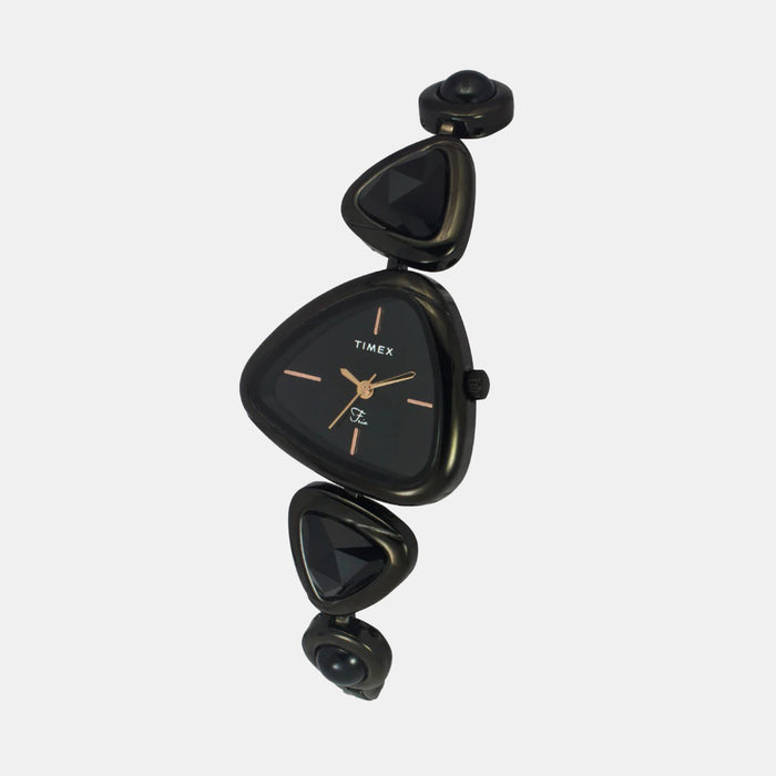 Fria Women Quartz Black Dial Analog Brass Watch TWEL17701