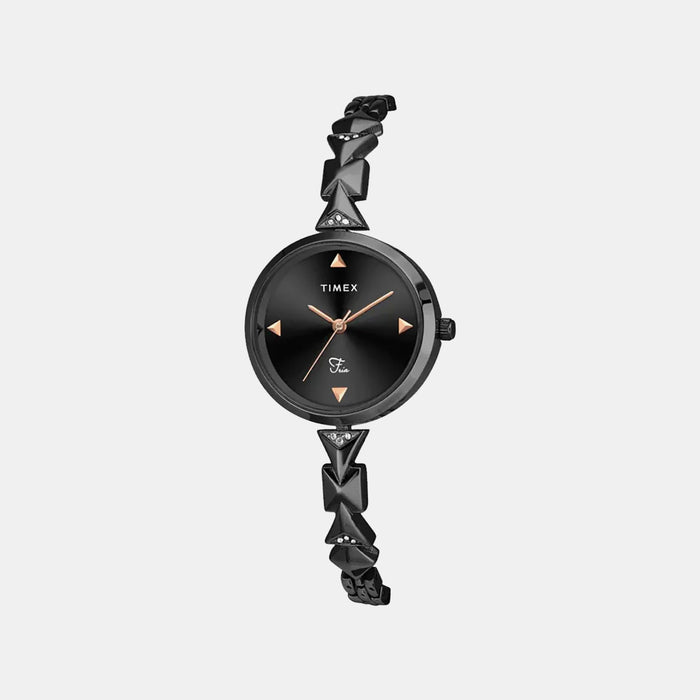 Fria Women Quartz Black Dial Analog Brass Watch TWEL18303