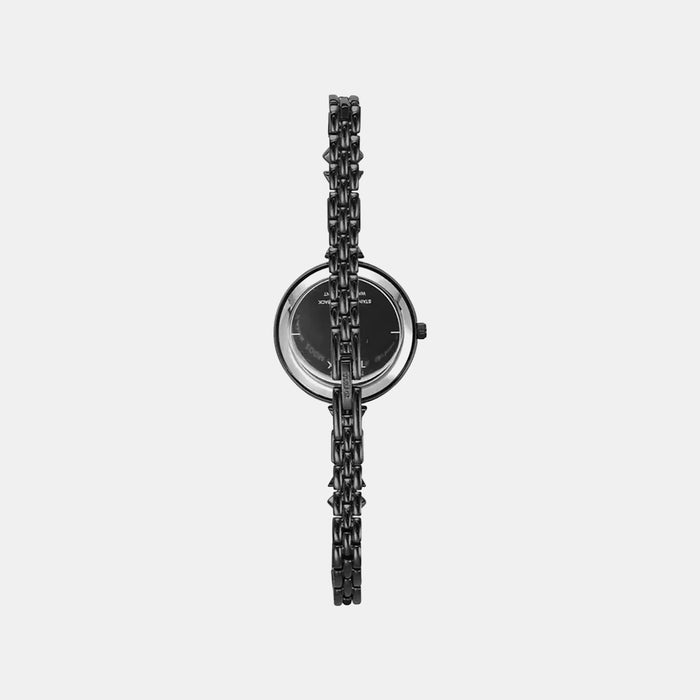 Fria Women Quartz Black Dial Analog Brass Watch TWEL18303