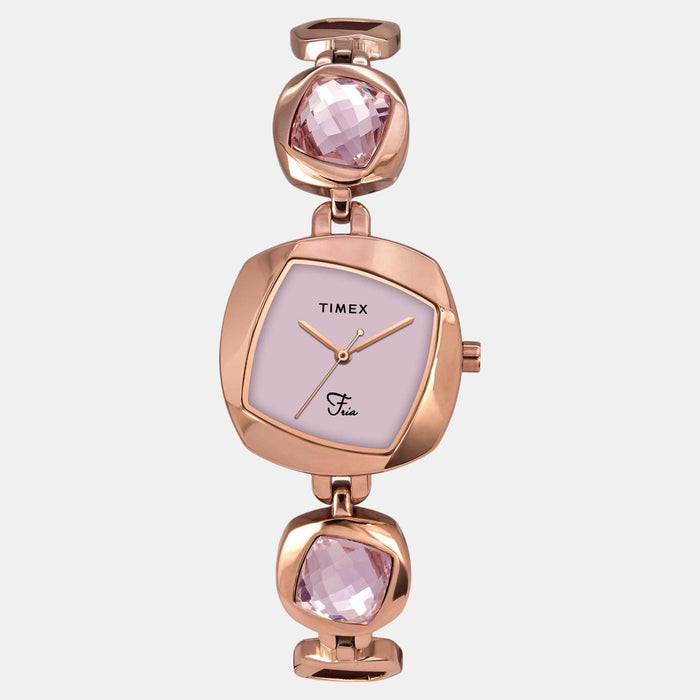 Fria Women Quartz Mother Of Pearl Dial Analog Brass Watch TWEL15006