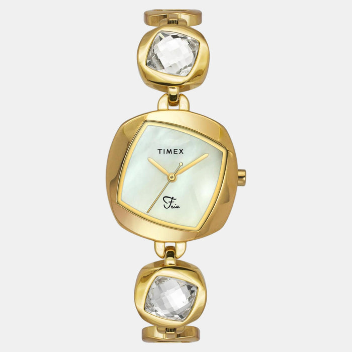 Fria Women Quartz Mother Of Pearl Dial Analog Brass Watch TWEL15007