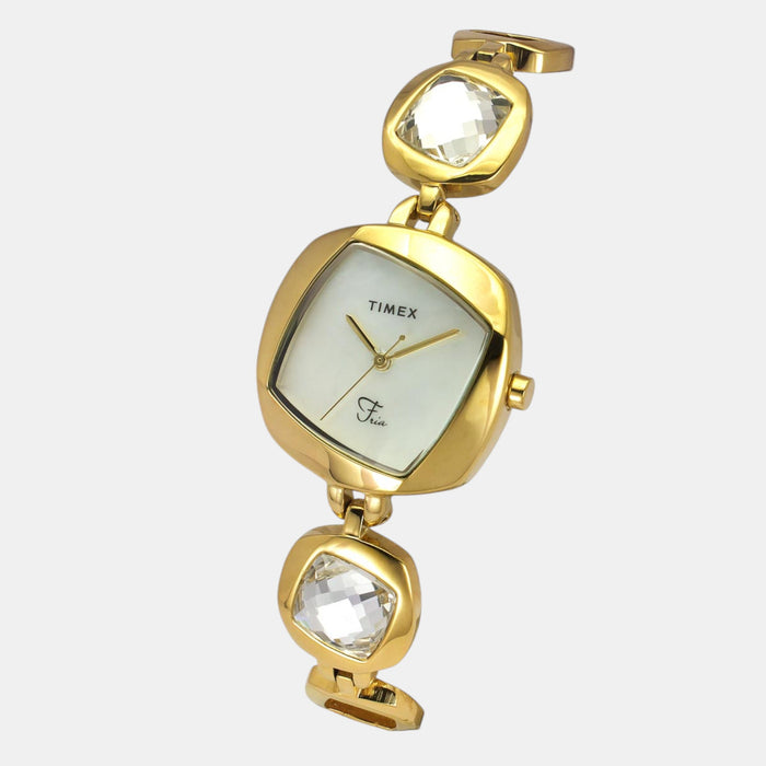 Fria Women Quartz Mother Of Pearl Dial Analog Brass Watch TWEL15007