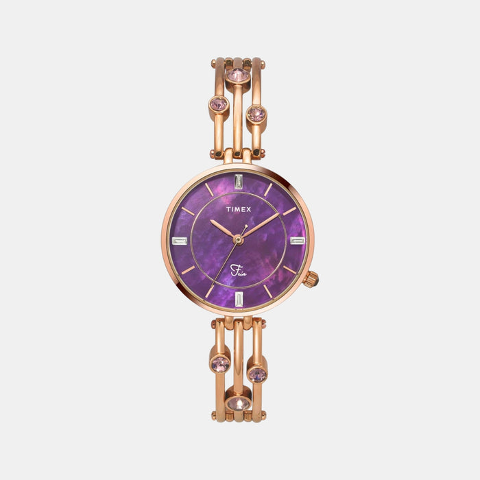 Fria Women Quartz Mother Of Pearl Dial Analog Brass Watch TWEL16005