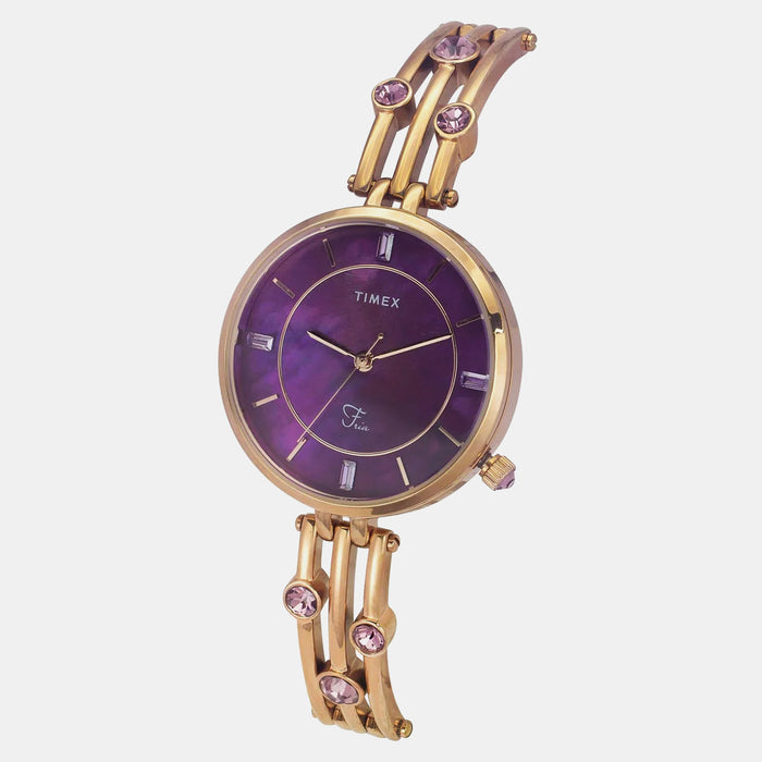 Fria Women Quartz Mother Of Pearl Dial Analog Brass Watch TWEL16005