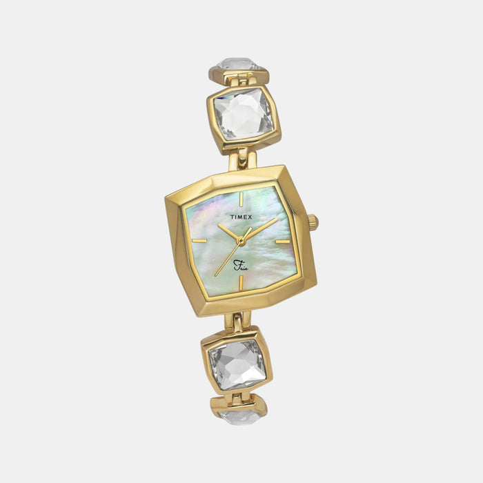 Fria Women Quartz Mother Of Pearl Dial Analog Brass Watch TWEL16104