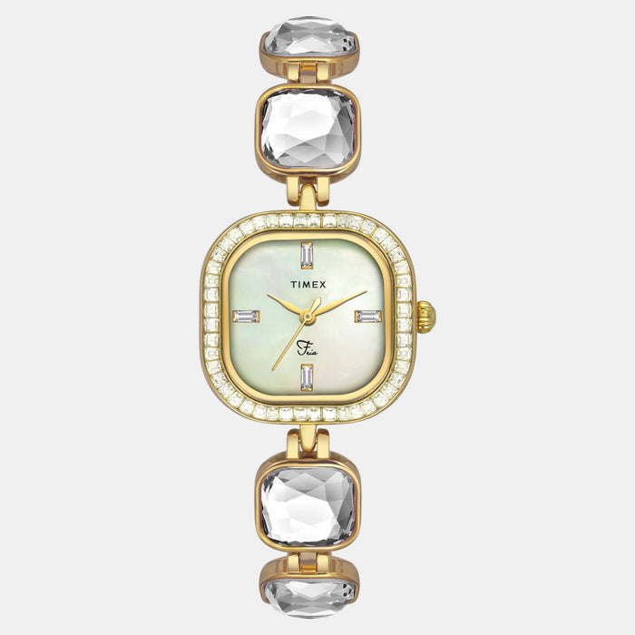 Fria Women Quartz Mother Of Pearl Dial Analog Brass Watch TWEL17106