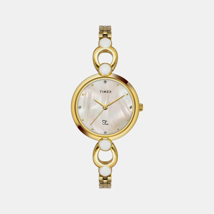 Fria Women Quartz Mother Of Pearl Dial Analog Brass Watch TWEL18101