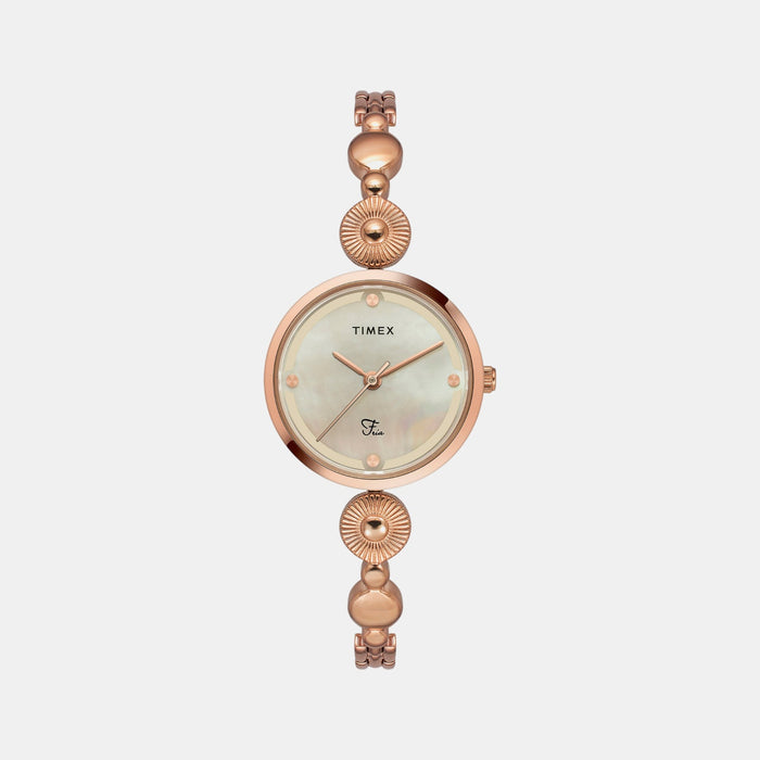 Fria Women Quartz Mother Of Pearl Dial Analog Brass Watch TWEL18201
