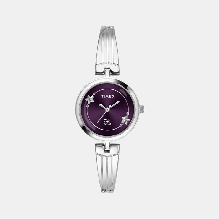 Fria Women Quartz Purple Dial Analog Brass Watch TWEL19800