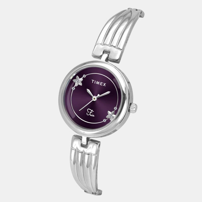 Fria Women Quartz Purple Dial Analog Brass Watch TWEL19800