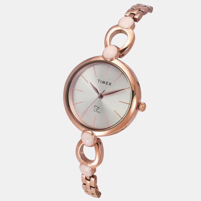 Fria Women Quartz Silver Dial Analog Brass Watch TWEL18105