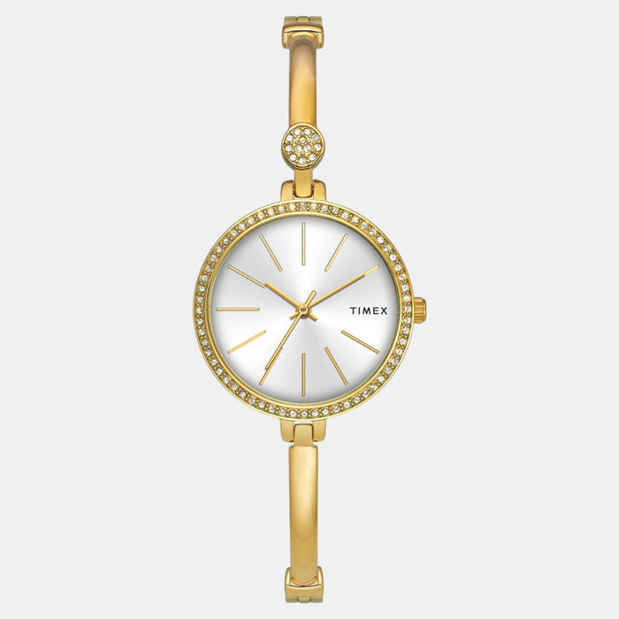 Fria Women Quartz Silver Dial Analog Brass Watch TWEL18405