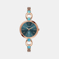 Fria Women Quartz Teal Dial Analog Brass Watch TWEL18106