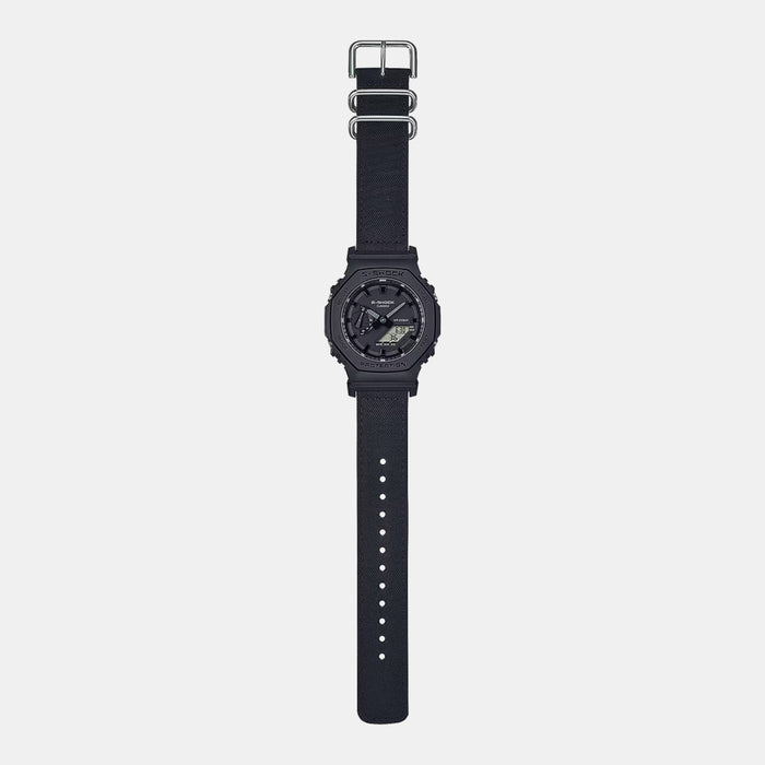 G-Shock Men Quartz Black Dial Analog-Digital Fabric Watch G1524