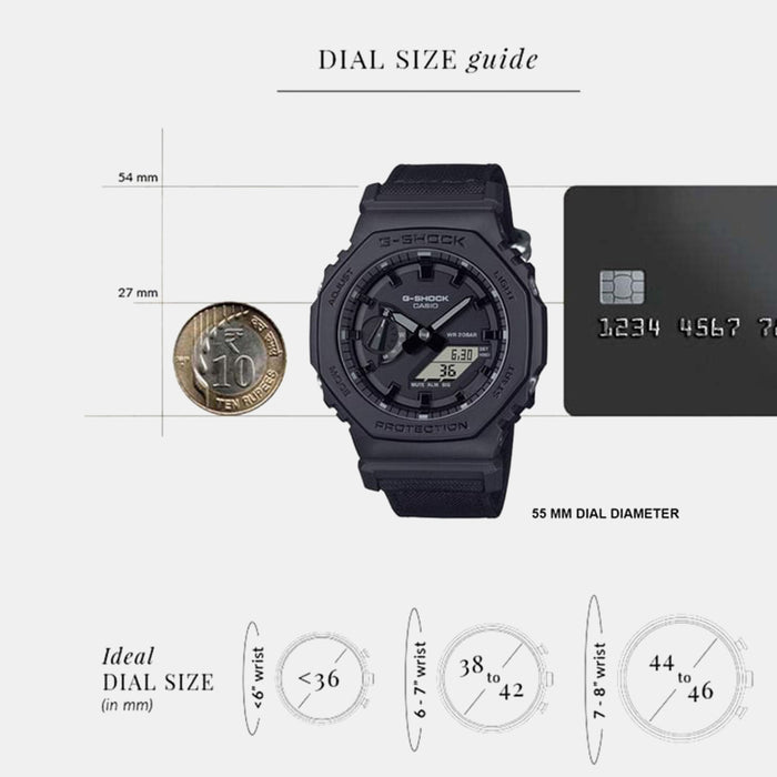 G-Shock Men Quartz Black Dial Analog-Digital Fabric Watch G1524