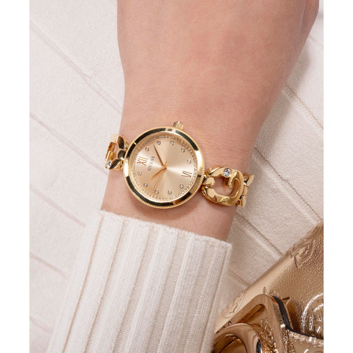 Gb Empower Women Quartz Champagne Dial Analog Stainless Steel Watch Gw0759L2