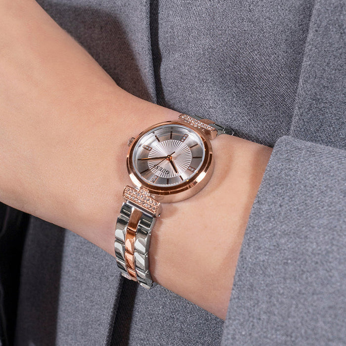 Gd Array Women Quartz Silver Dial Analog Stainless Steel Watch Gw0762L4