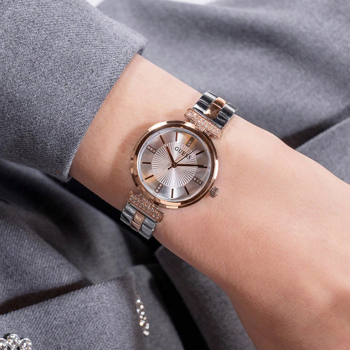 Gd Array Women Quartz Silver Dial Analog Stainless Steel Watch Gw0762L4