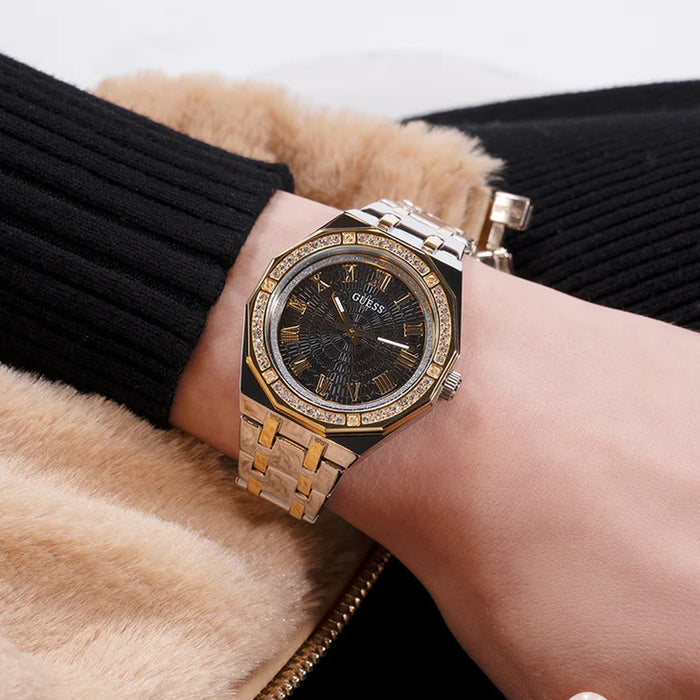 Gd Desire Women Quartz Black Dial Analog Stainless Steel Watch Gw0770L4