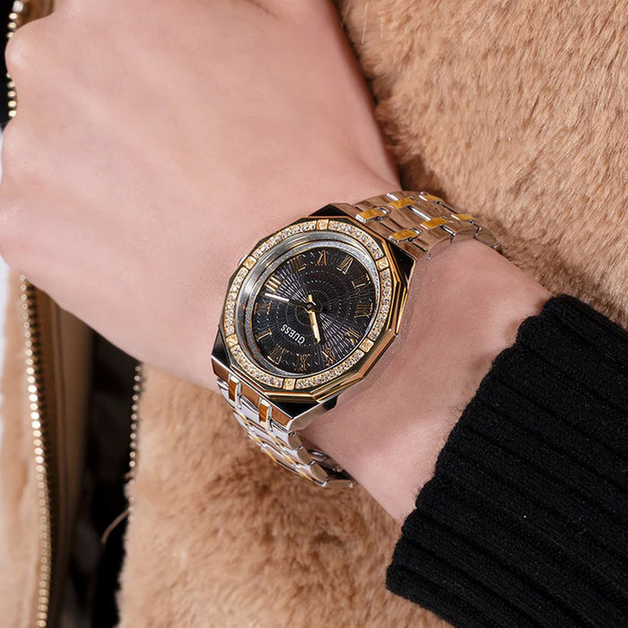 Gd Desire Women Quartz Black Dial Analog Stainless Steel Watch Gw0770L4