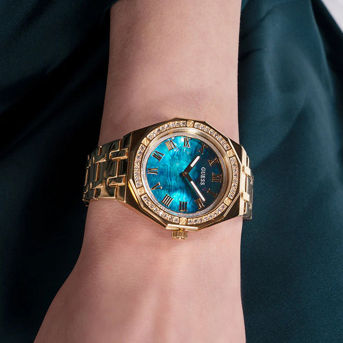 Gd Desire Women Quartz Teal Dial Analog Stainless Steel Watch Gw0770L2