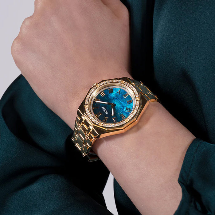 Gd Desire Women Quartz Teal Dial Analog Stainless Steel Watch Gw0770L2