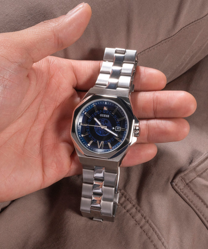 Gd Emperor Men Quartz Blue Dial Analog Stainless Steel Watch Gw0573G1
