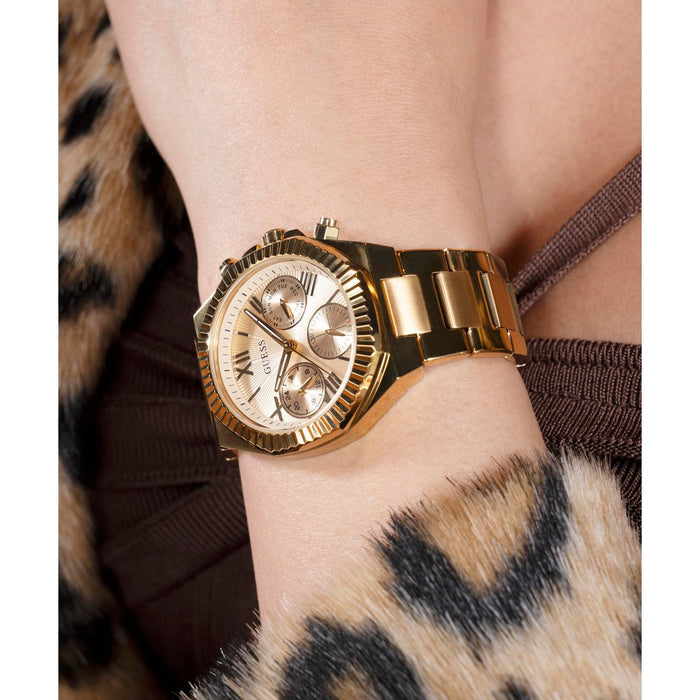 Gd Equality Women Quartz Champagne Dial Multi-Function Stainless Steel Watch Gw0769L2