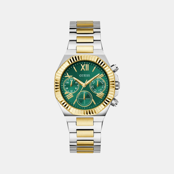 Gd Equality Women Quartz Green Dial Multi-Function Stainless Steel Watch Gw0769L4