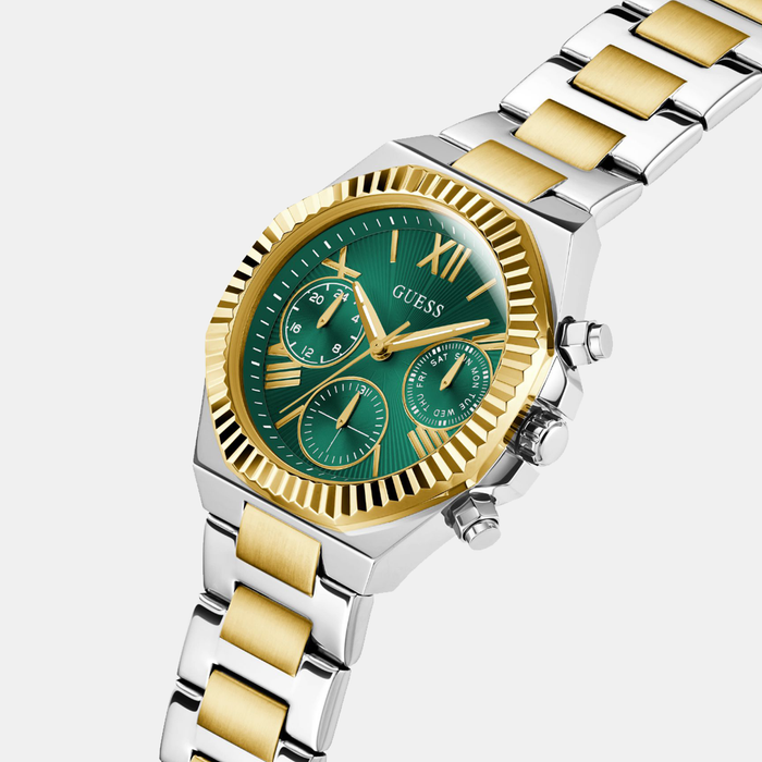 Gd Equality Women Quartz Green Dial Multi-Function Stainless Steel Watch Gw0769L4