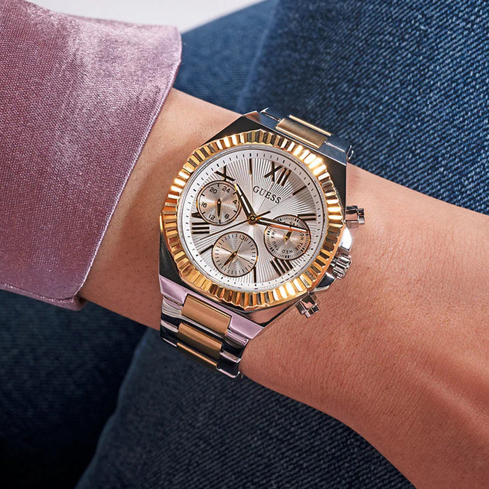 Gd Equality Women Quartz Silver Dial Multi-Function Stainless Steel Watch Gw0769L3
