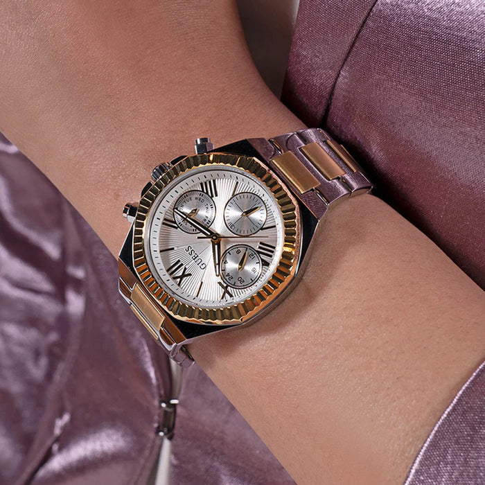 Gd Equality Women Quartz Silver Dial Multi-Function Stainless Steel Watch Gw0769L3