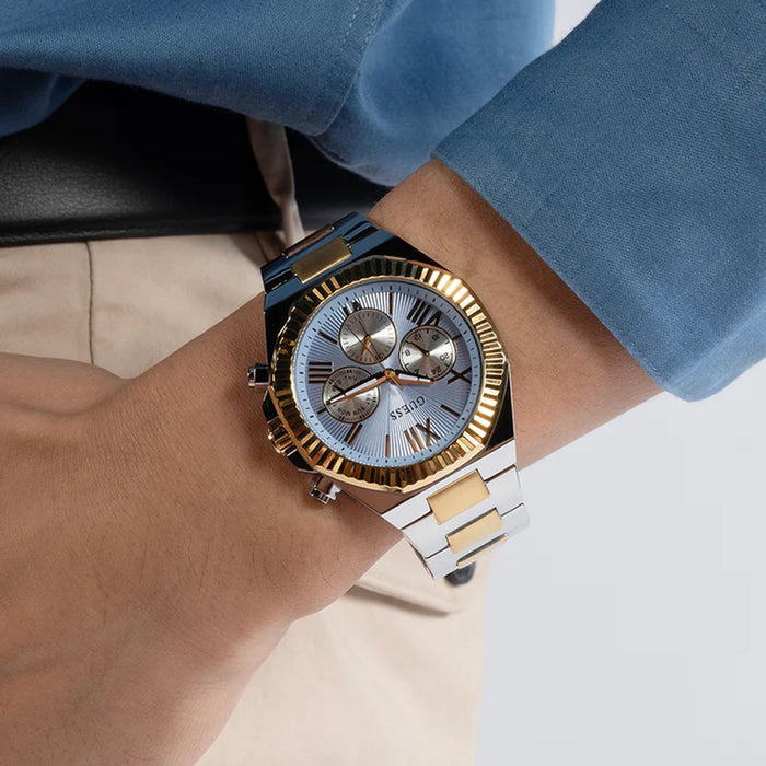 Gd Equity Men Quartz Blue Dial Multi-Function Stainless Steel Watch Gw0703G3