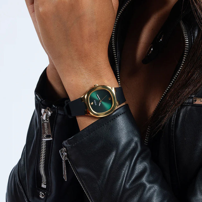 Gd Eve Women Quartz Green Dial Analog Silicone Watch Gw0658L1