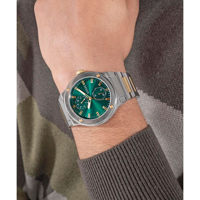 Gd Jet Men Quartz Green Dial Multi-Function Stainless Steel Watch Gw0795G1