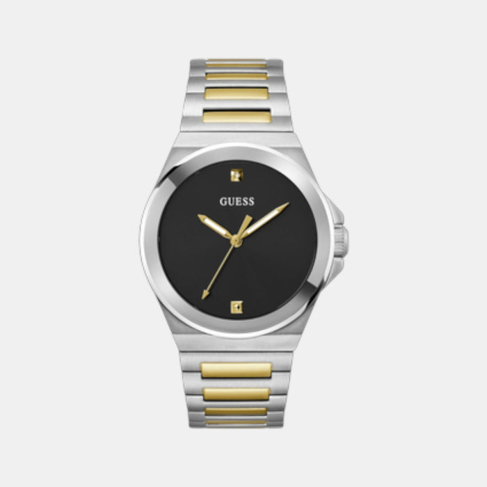 Gd Vinyl Men Quartz Black Dial Analog Stainless Steel Watch Gw0833G3