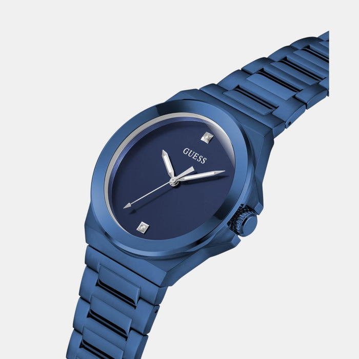 Gd Vinyl Men Quartz Blue Dial Analog Stainless Steel Watch Gw0833G1