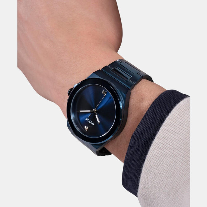 Gd Vinyl Men Quartz Blue Dial Analog Stainless Steel Watch Gw0833G1
