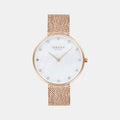 Glans Roses Women Quartz White Dial Analog Mesh Watch V288LXVWHV