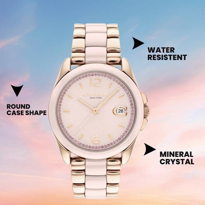 Greyson Women Quartz Pink Dial Analog Stainless Steel Watch 14504188