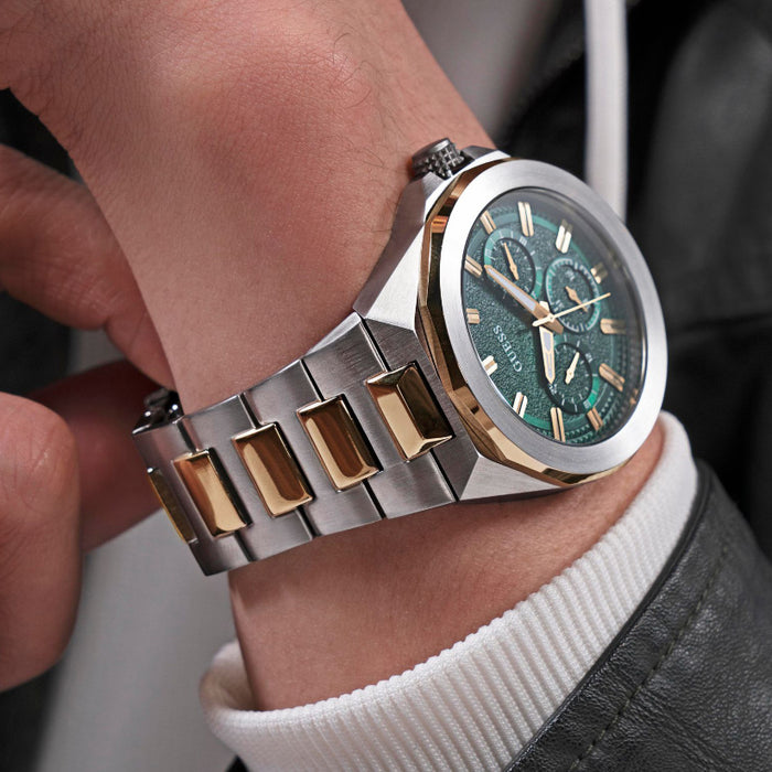 Gs Dashboard Men Quartz Green Dial Multi-Function Stainless Steel Watch Gw0798G3