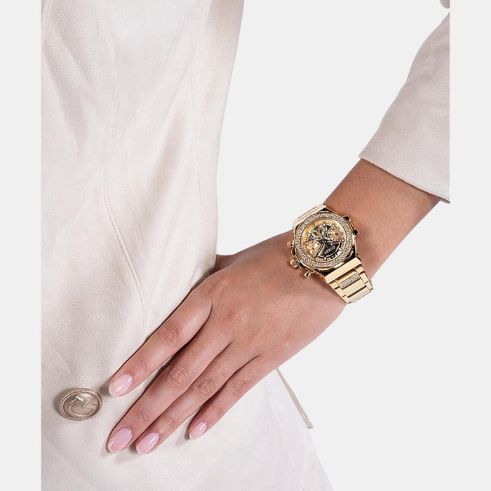 Gs Fusion Women Quartz Champagne Dial Multi-Function Stainless Steel Watch Gw0552L2